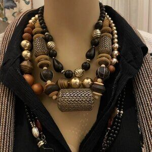 VTG 60s- Y2K Boho Chic Bead Jewelry Lot includes 1970s Carol Dauplaise Necklace